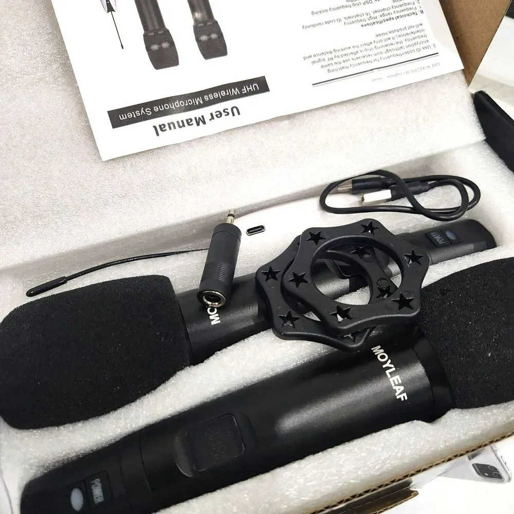 2 Pack Wireless Microphones UHF Metal Dual Handheld Cordless‎ Dynamic 260Ft